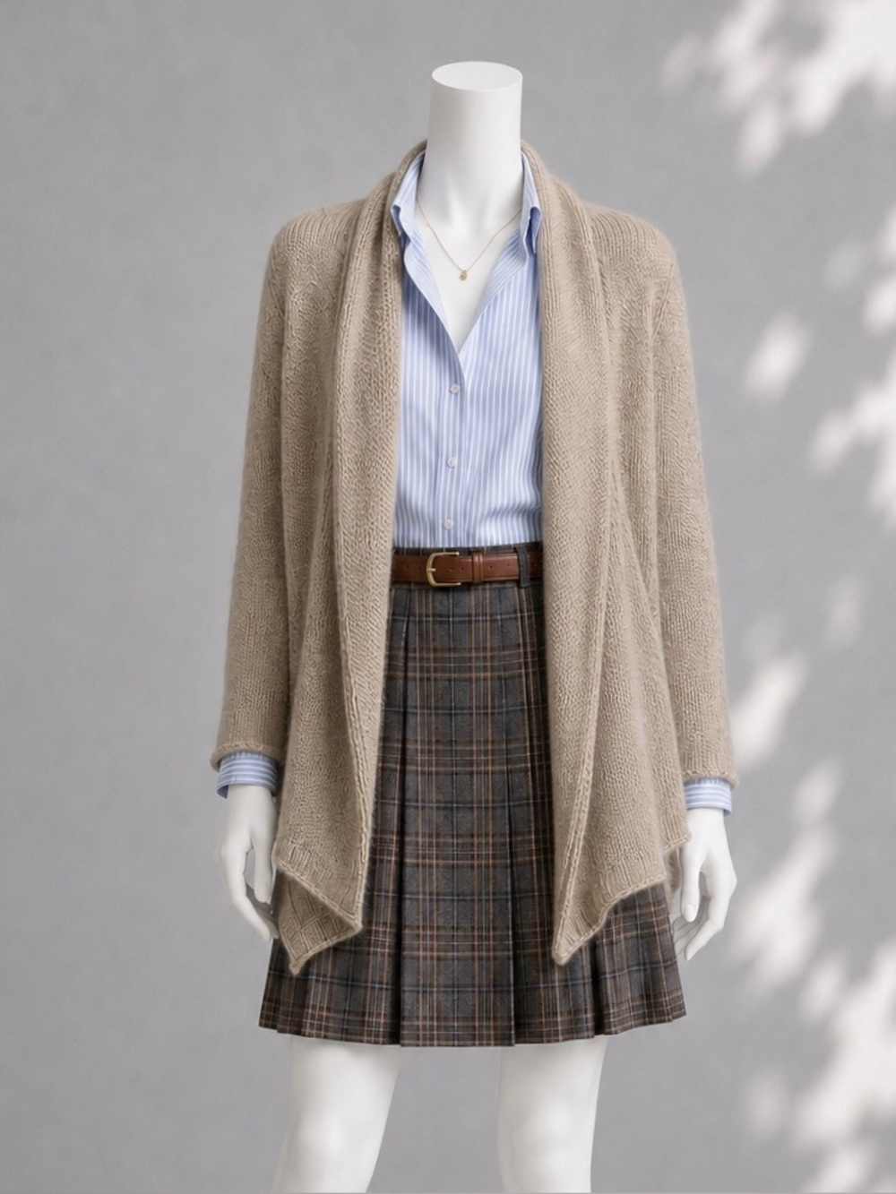 Anthropologie Cardigan Wooden Ships Beige Wool Mohair Blend Open Sweater M